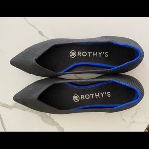 Rothy’s solid black “The Point” flat-